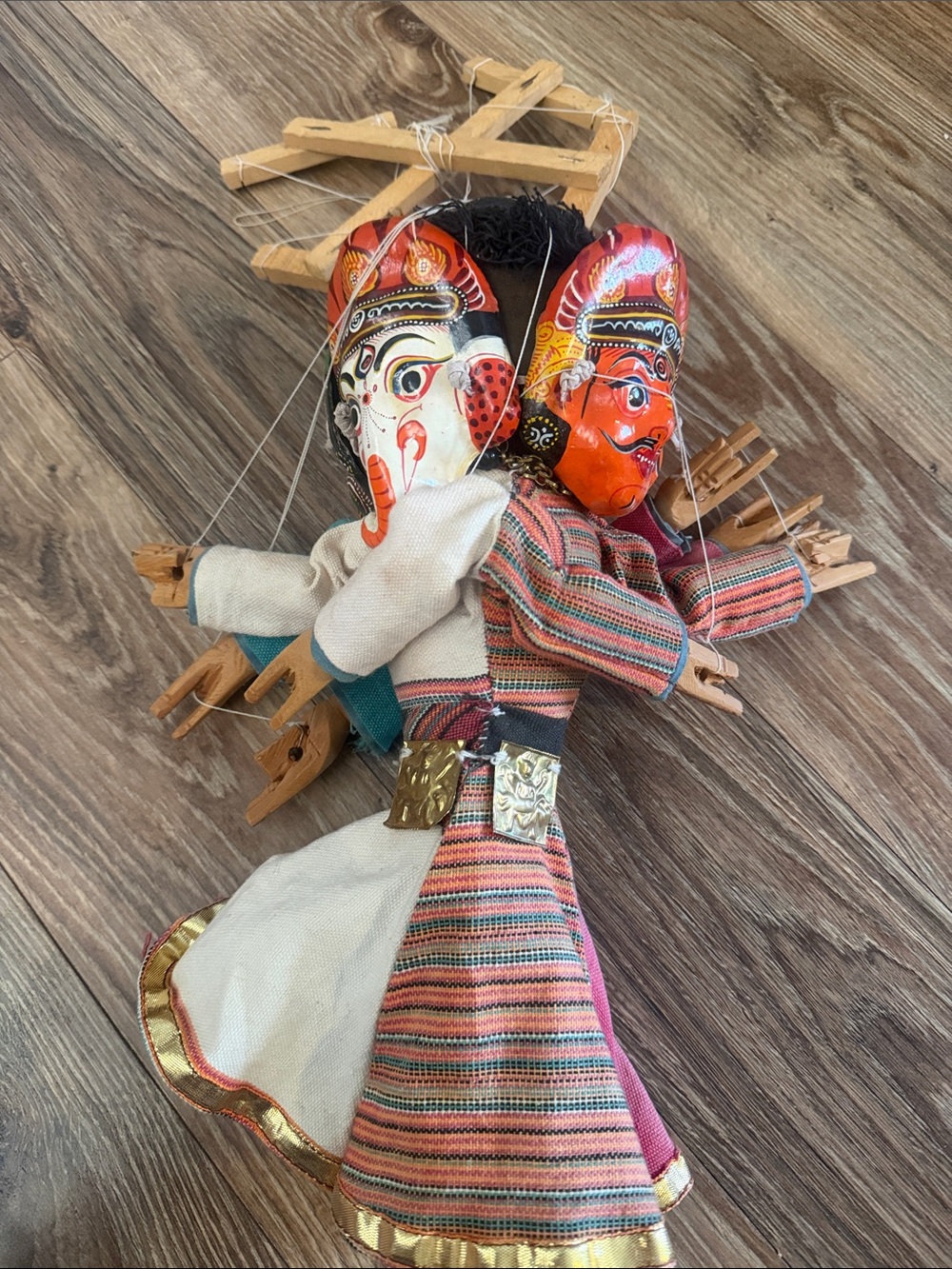 Handcrafted 4-Headed Traditional Puppet in Multicolor